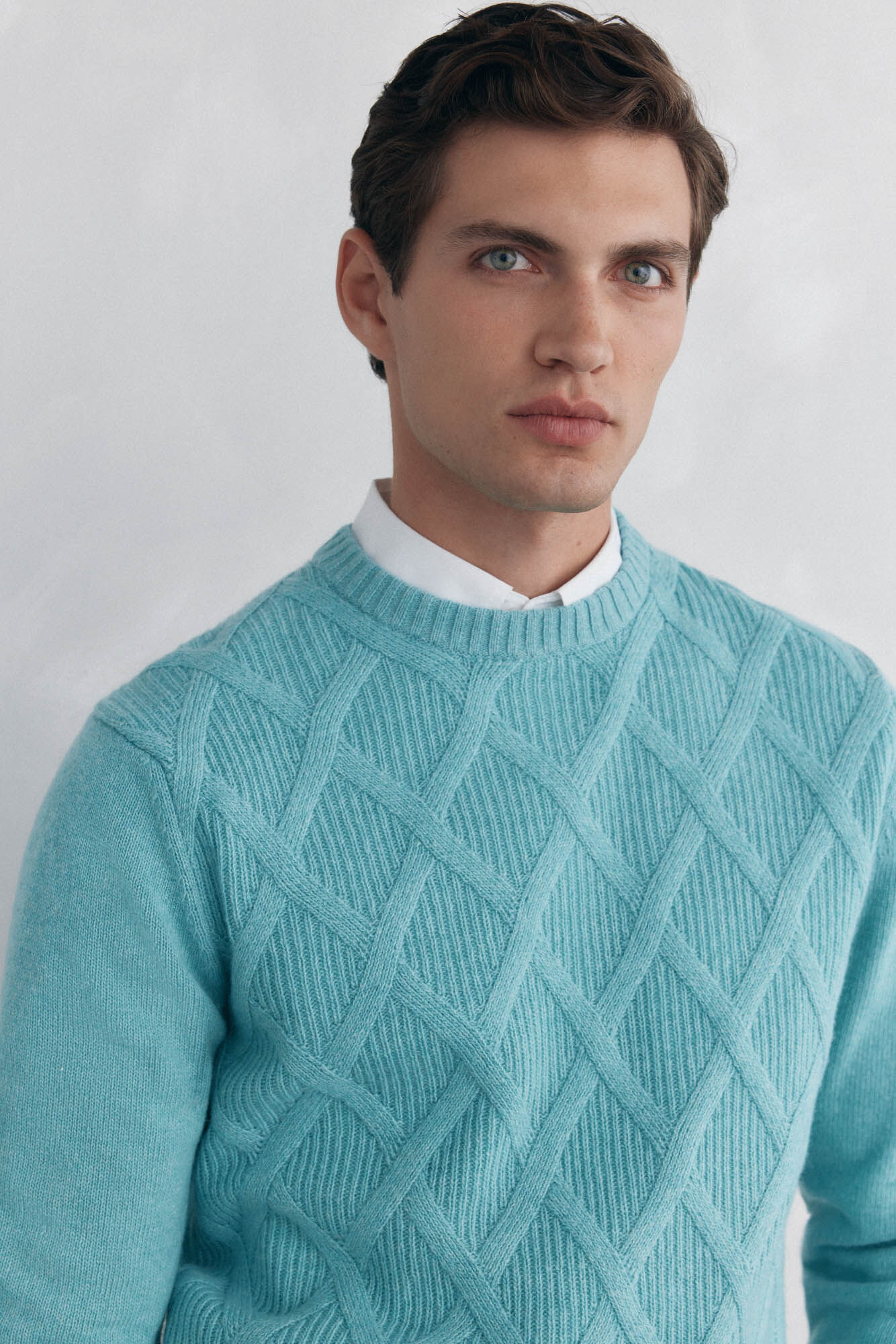 Pedro del Hierro round neck diamond-shaped sweater Blue