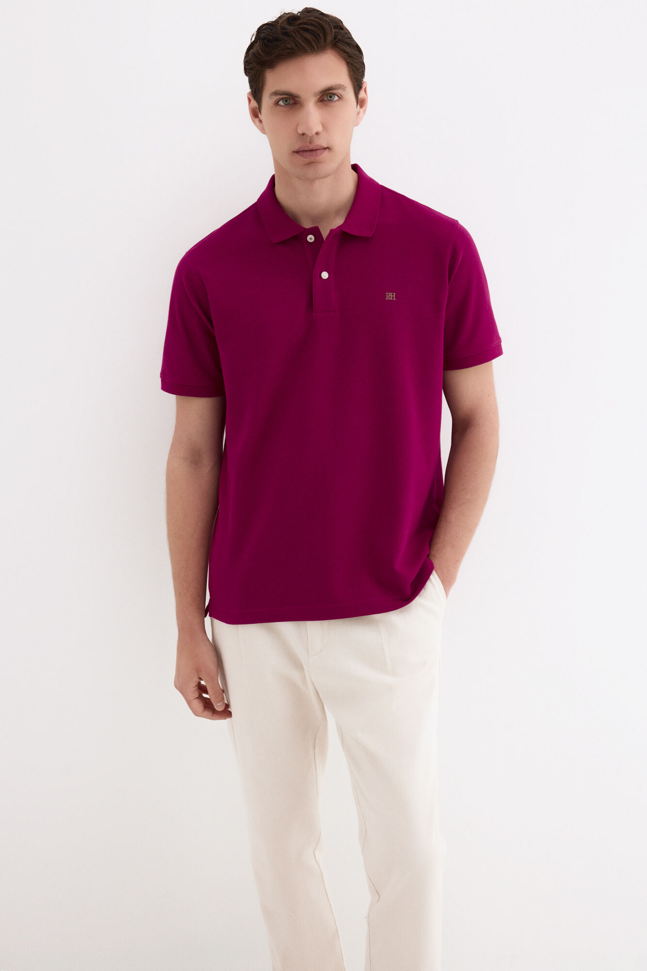 Pedro del Hierro Basic piqu&eacute; polo shirt Purple