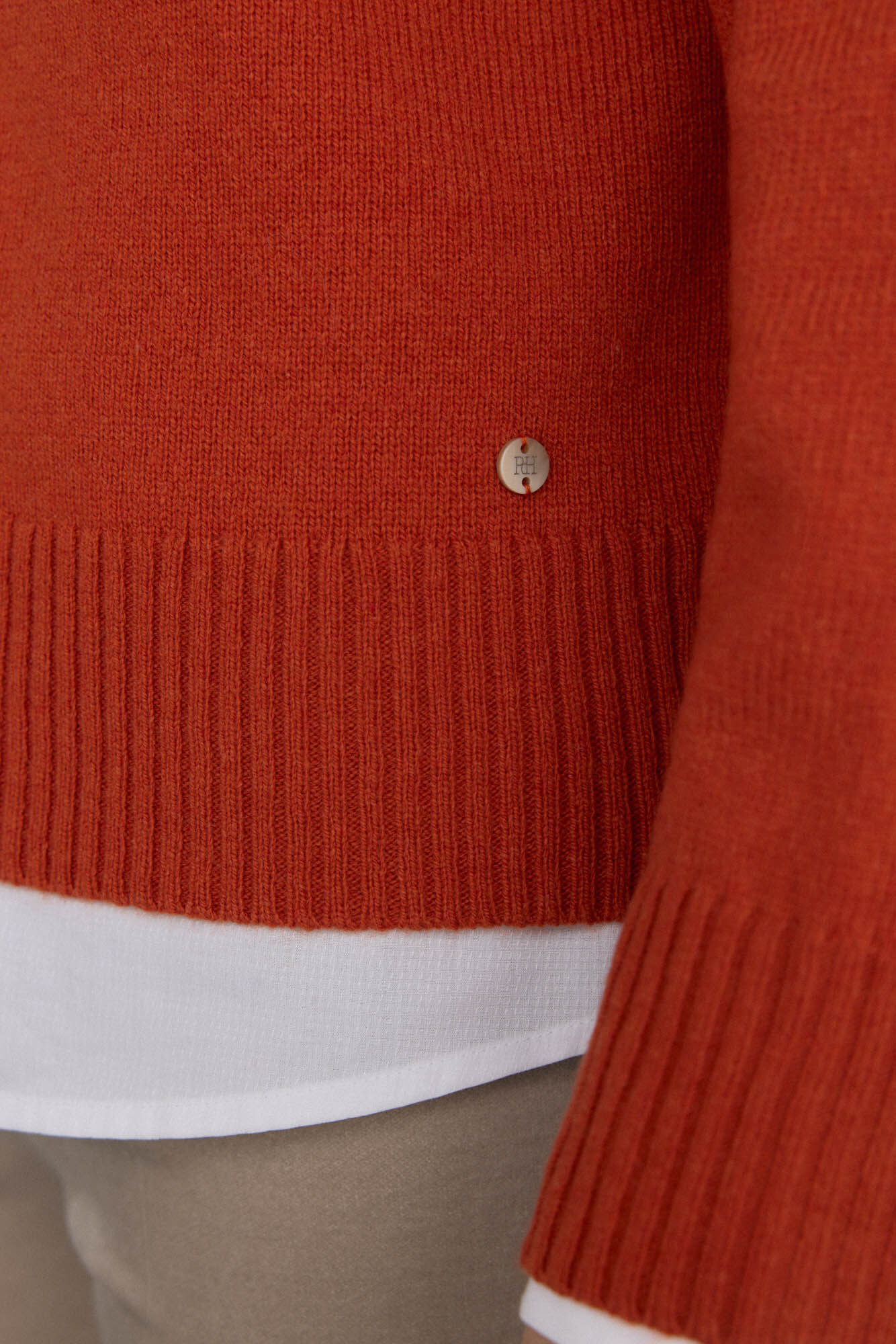 Pedro del Hierro Su&eacute;ter de l&atilde; com gola caixa Laranja