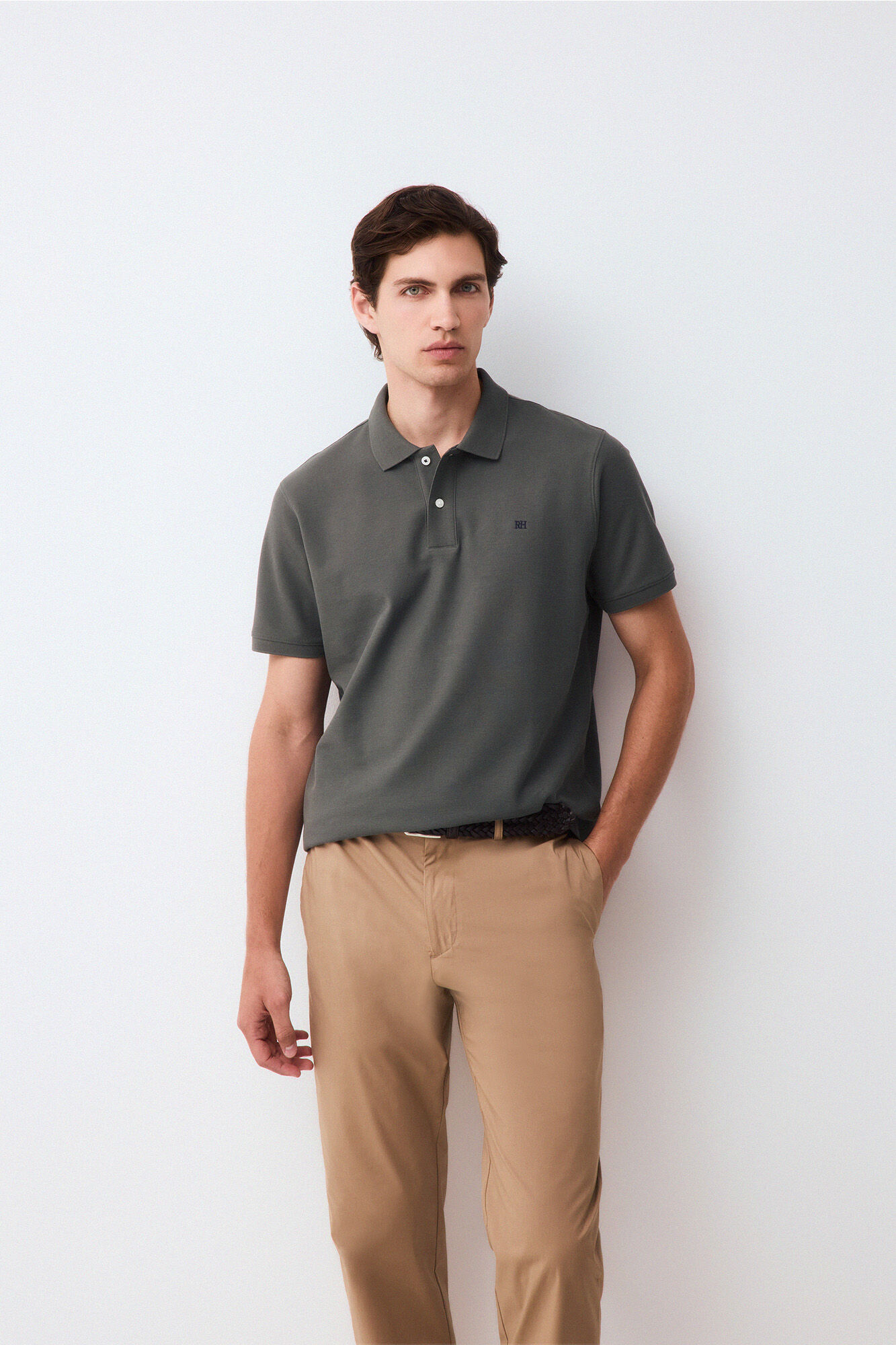 Pedro del Hierro Piqu&eacute; basic polo shirt Green