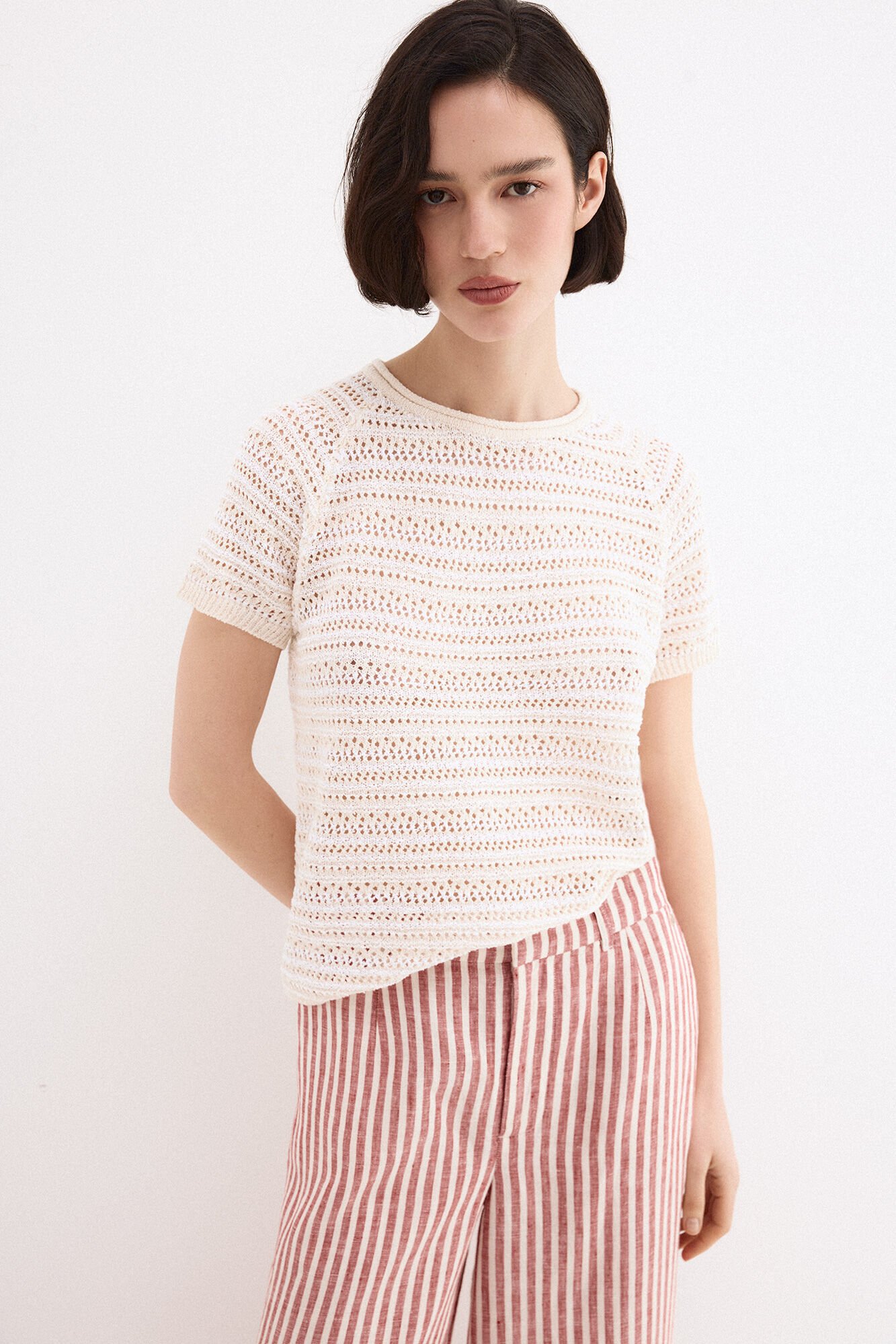 Pedro del Hierro Openwork fabric short sleeve T-shirt Several