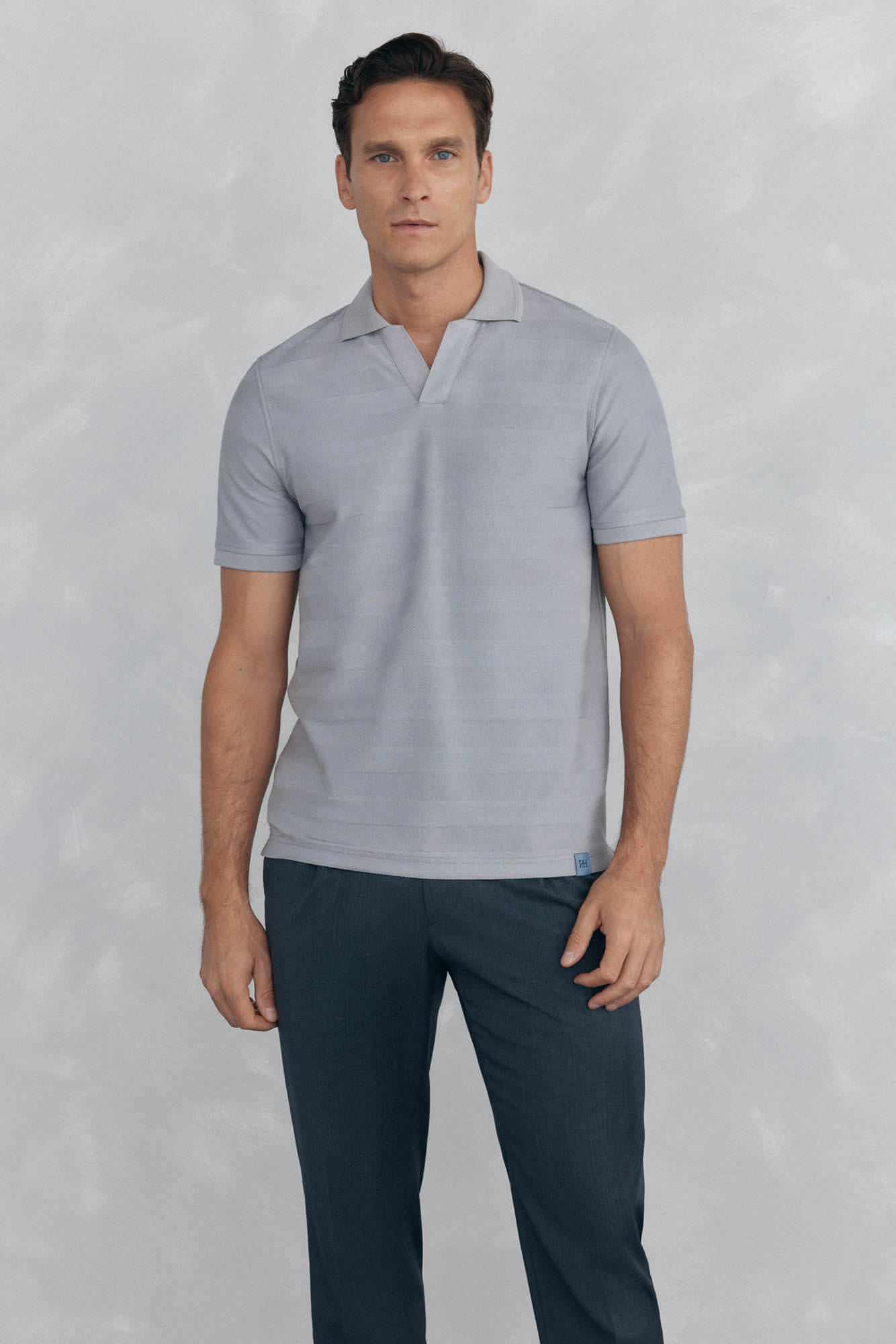 Pedro del Hierro Jacquard textured polo shirt Grey
