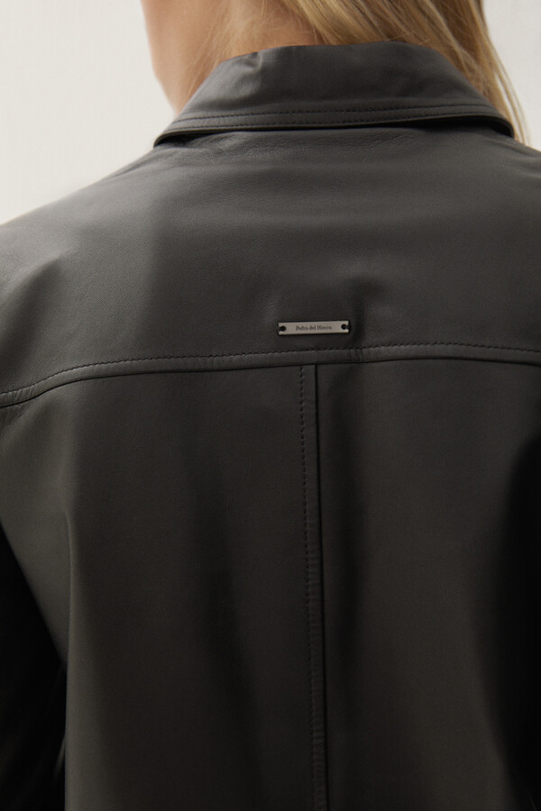 Pedro del Hierro Nappa leather shirt Black