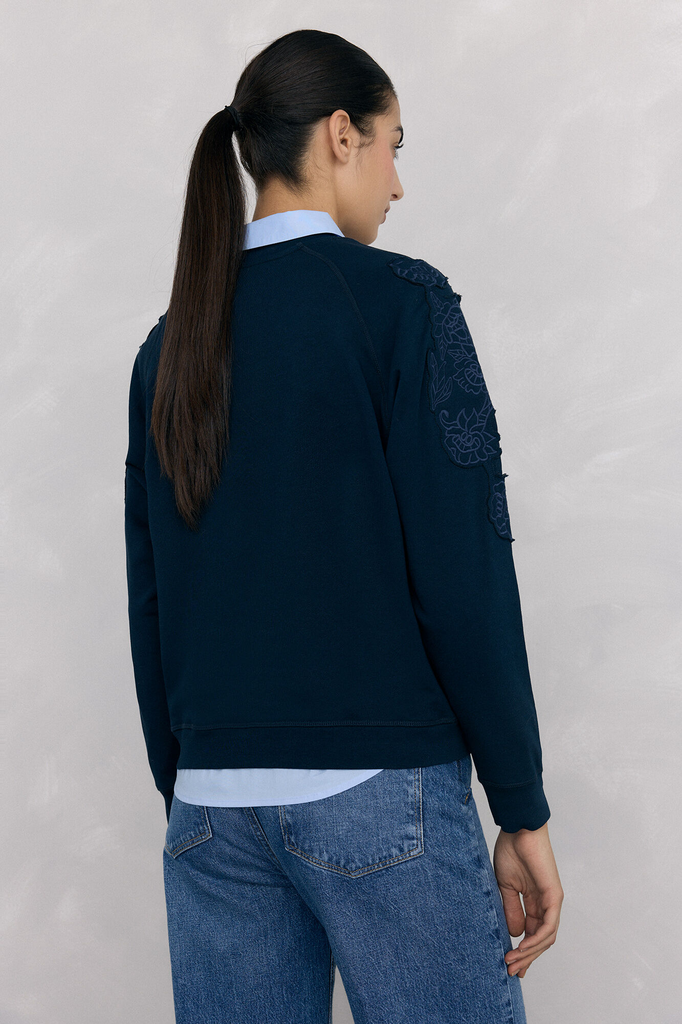 Pedro del Hierro Flower embroidered sweatshirt Blue