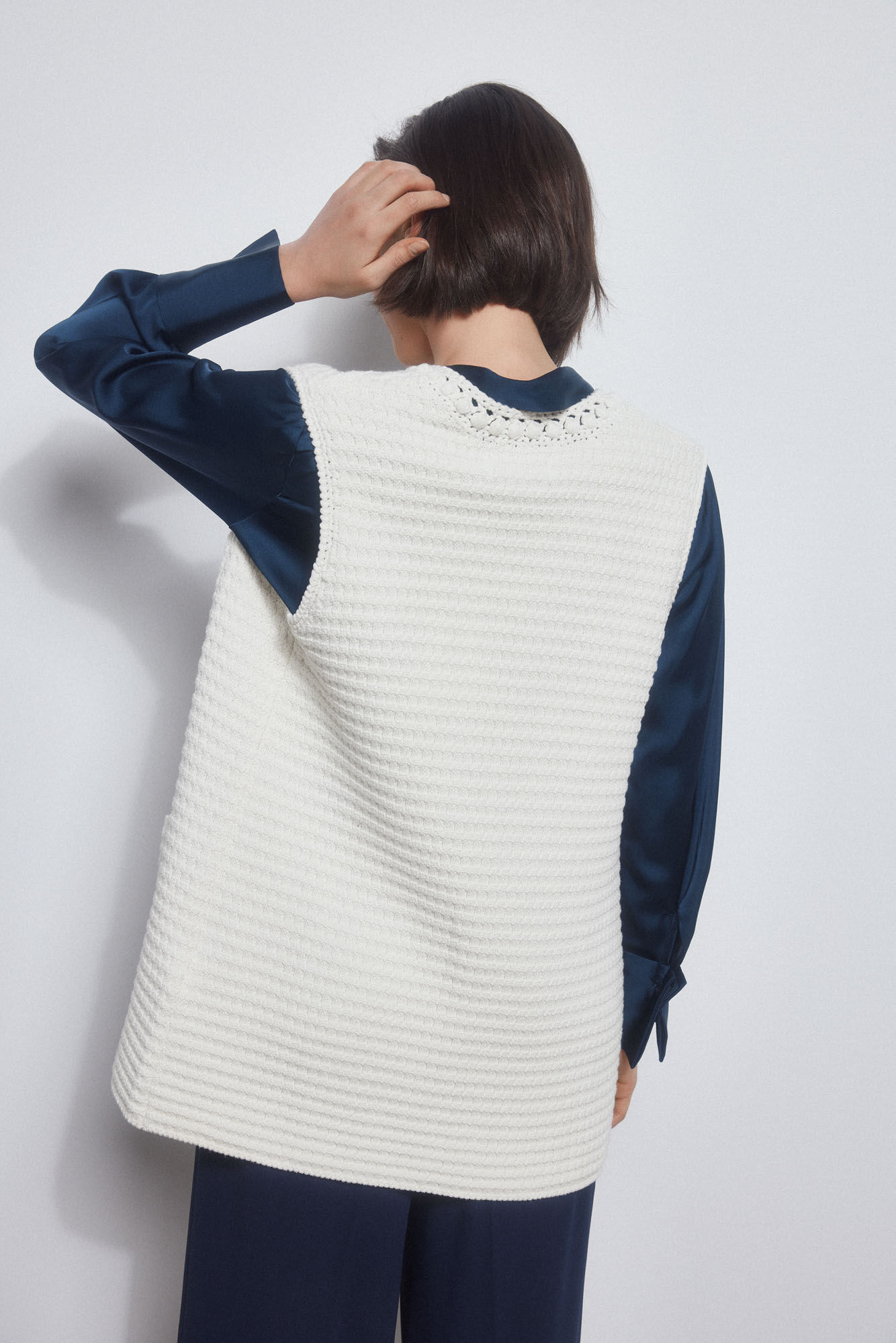 Pedro del Hierro Waistcoat with embellished texture and crochet Beige