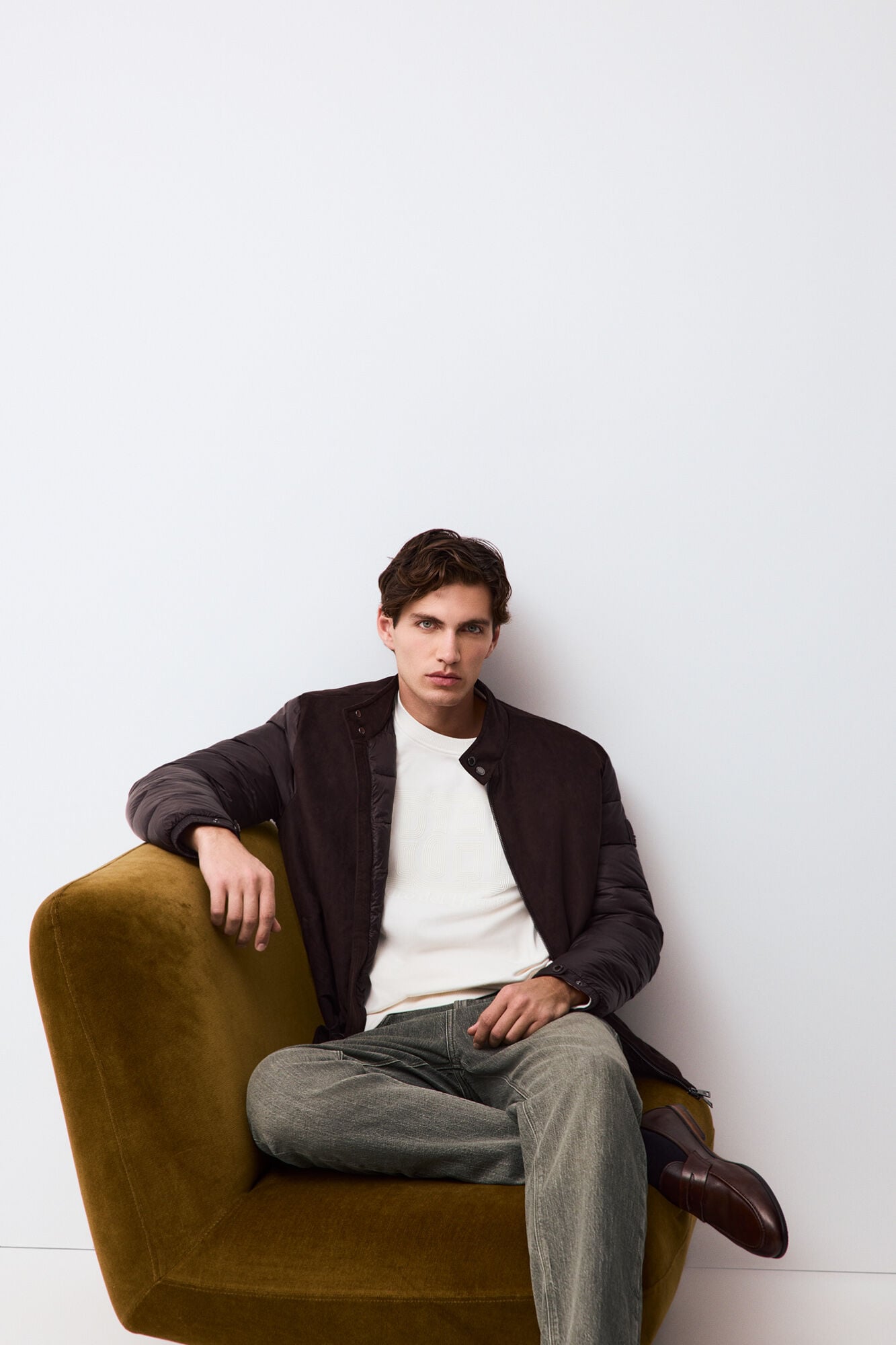 Pedro del Hierro Crew neck logo sweatshirt Ecru