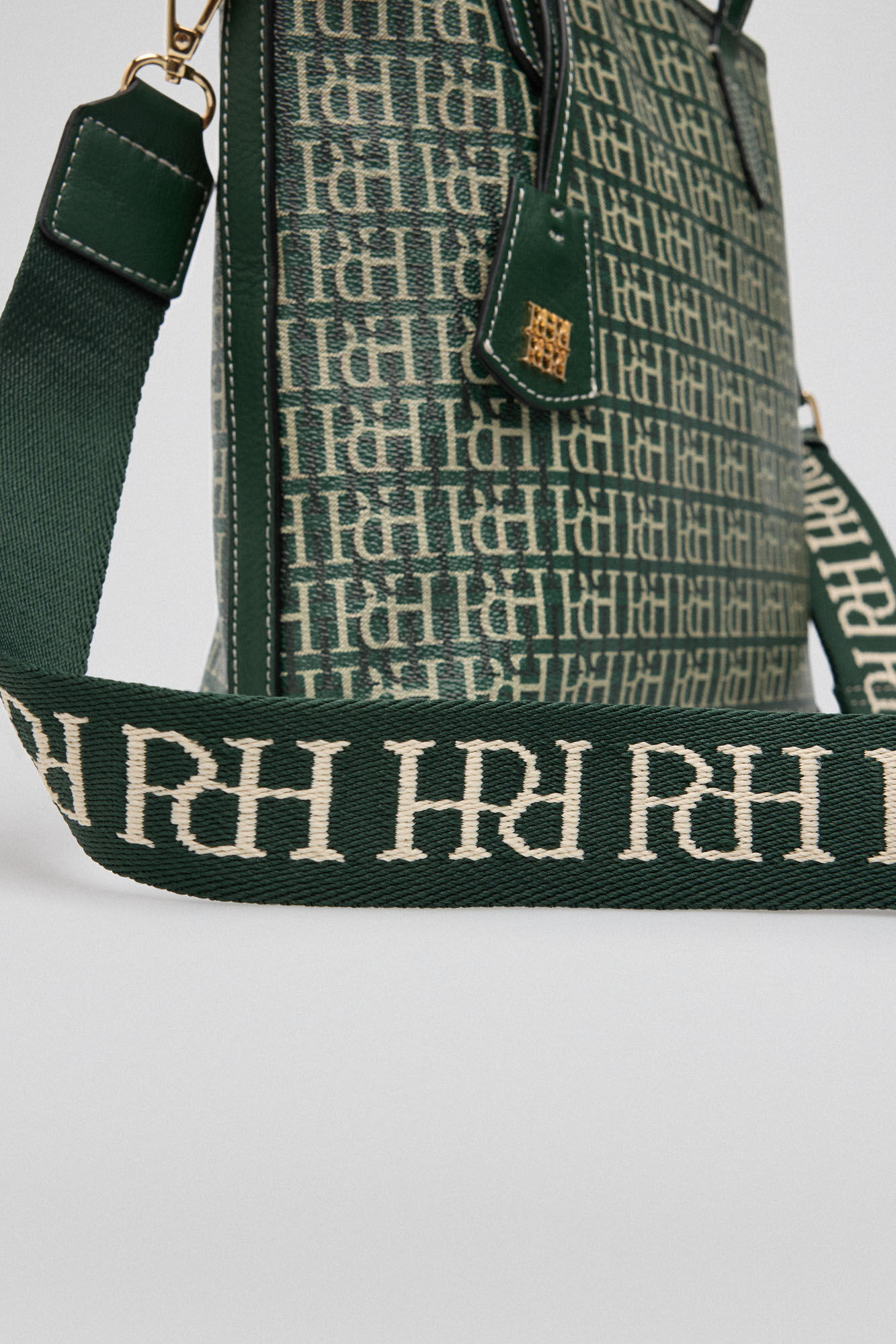 Pedro del Hierro Mini tote logo y piel Verde