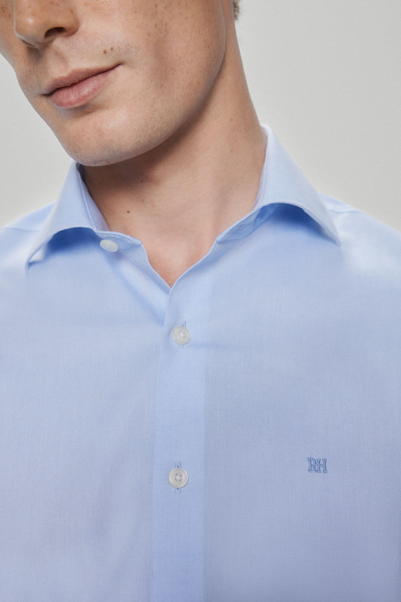 Pedro del Hierro Camisa vestir pinpoint liso non iron + antimanchas Azul