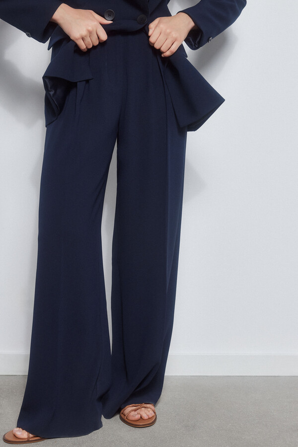 Pedro del Hierro Navy trousers with double darts Blue
