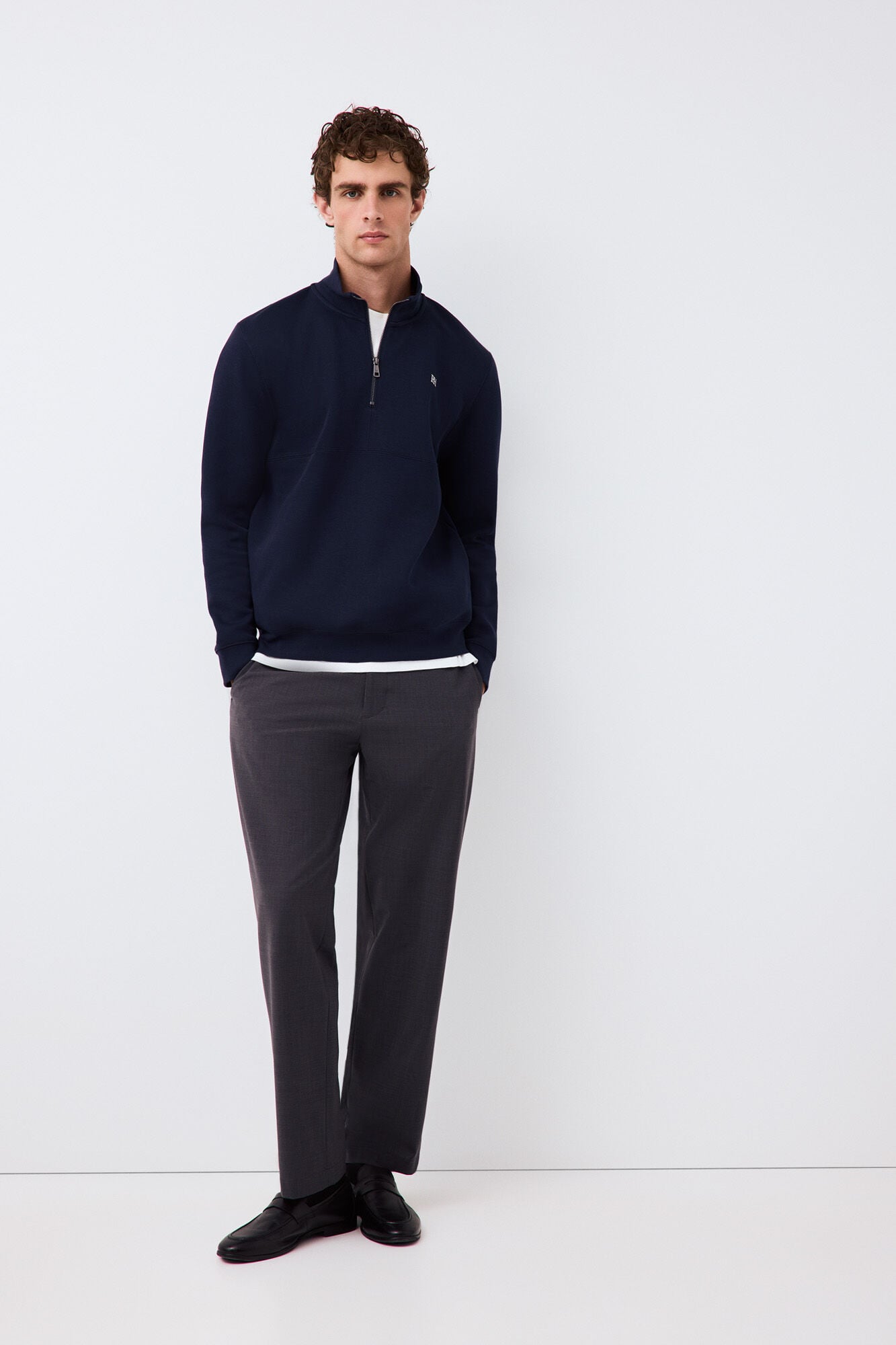 Pedro del Hierro Neoprene funnel neck sweatshirt Blue