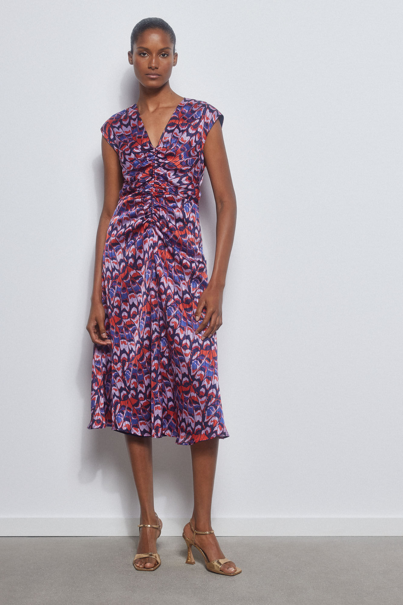 Pedro del Hierro Printed gathered dress Turquoise