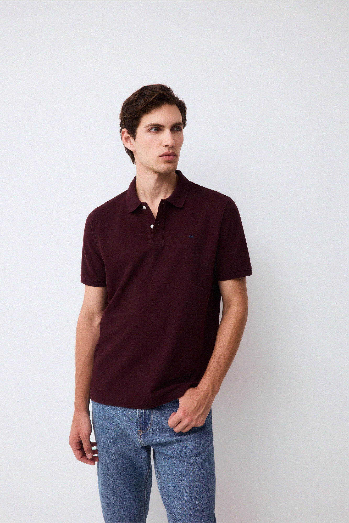 Pedro del Hierro Piqu&eacute; basic polo shirt Burgundy