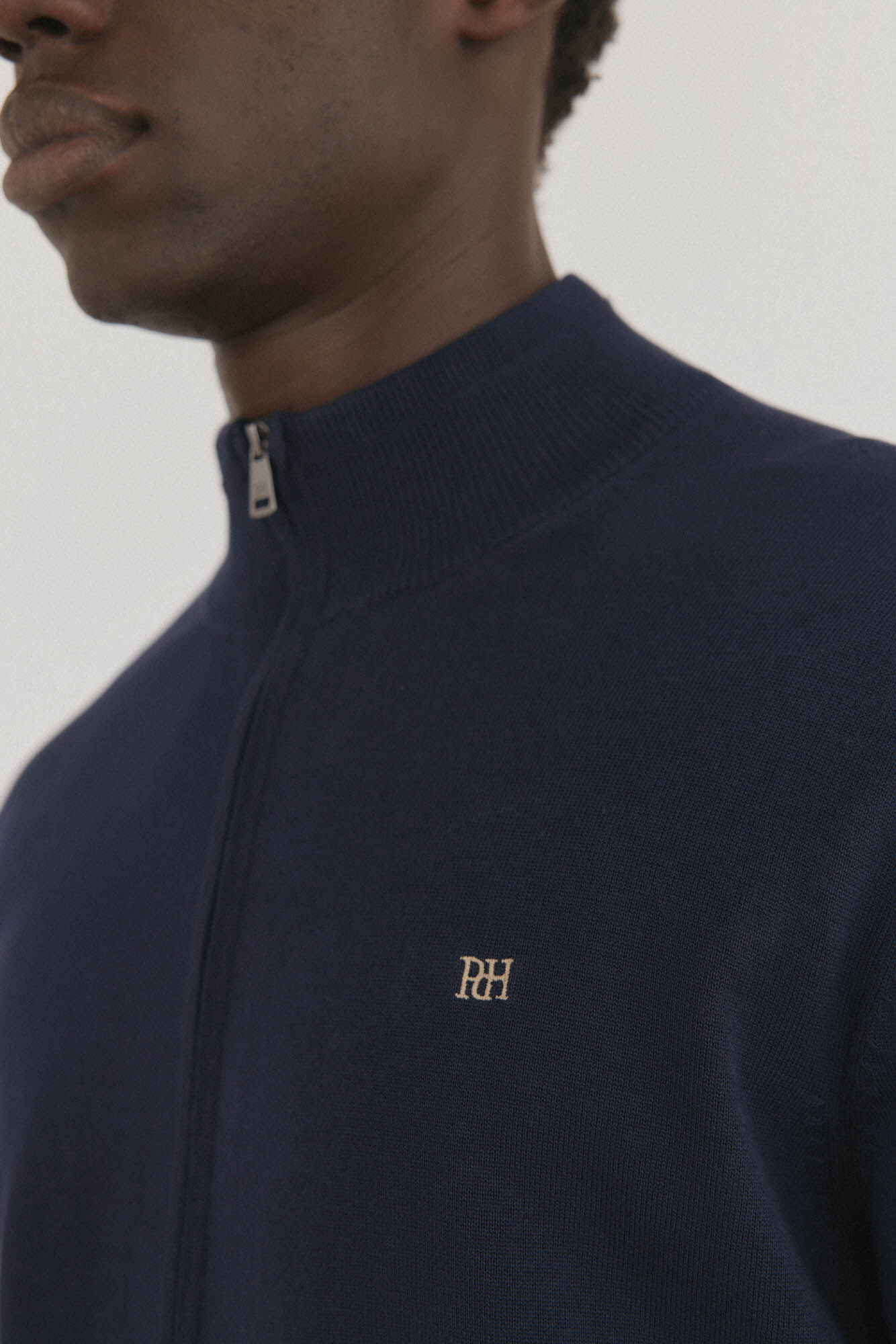 Pedro del Hierro Cardig&atilde; fino de algod&atilde;o premium com fecho-&eacute;clair Azul