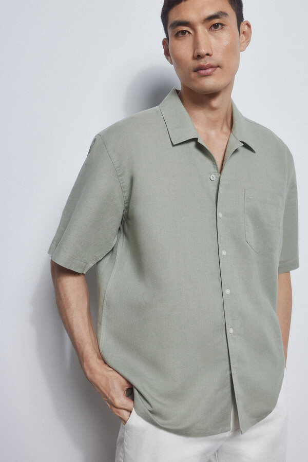 Pedro del Hierro camisa camp colar manga curta Verde