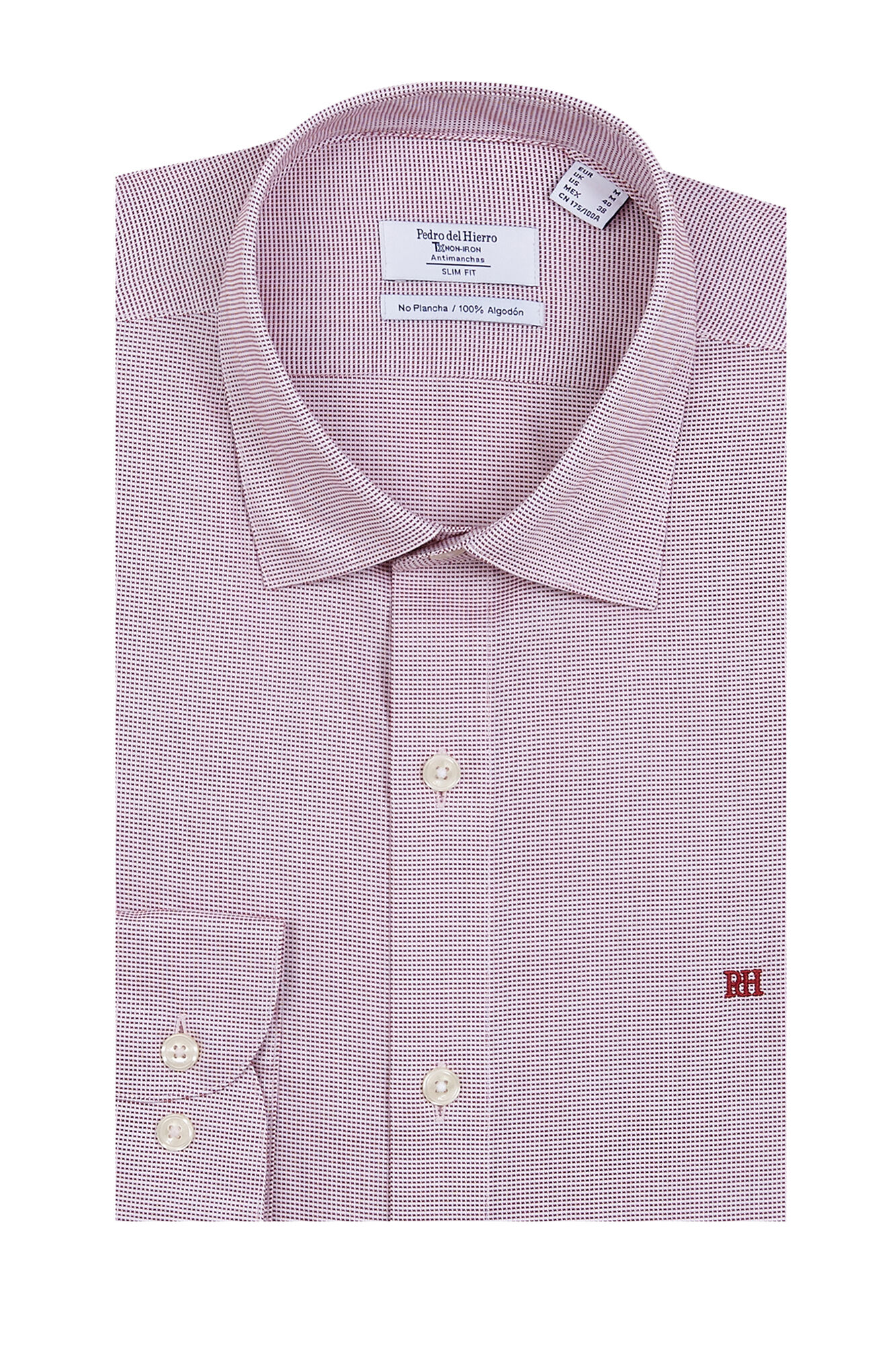 Pedro del Hierro Non-iron + anti-stain slim fit dress shirt Burgundy