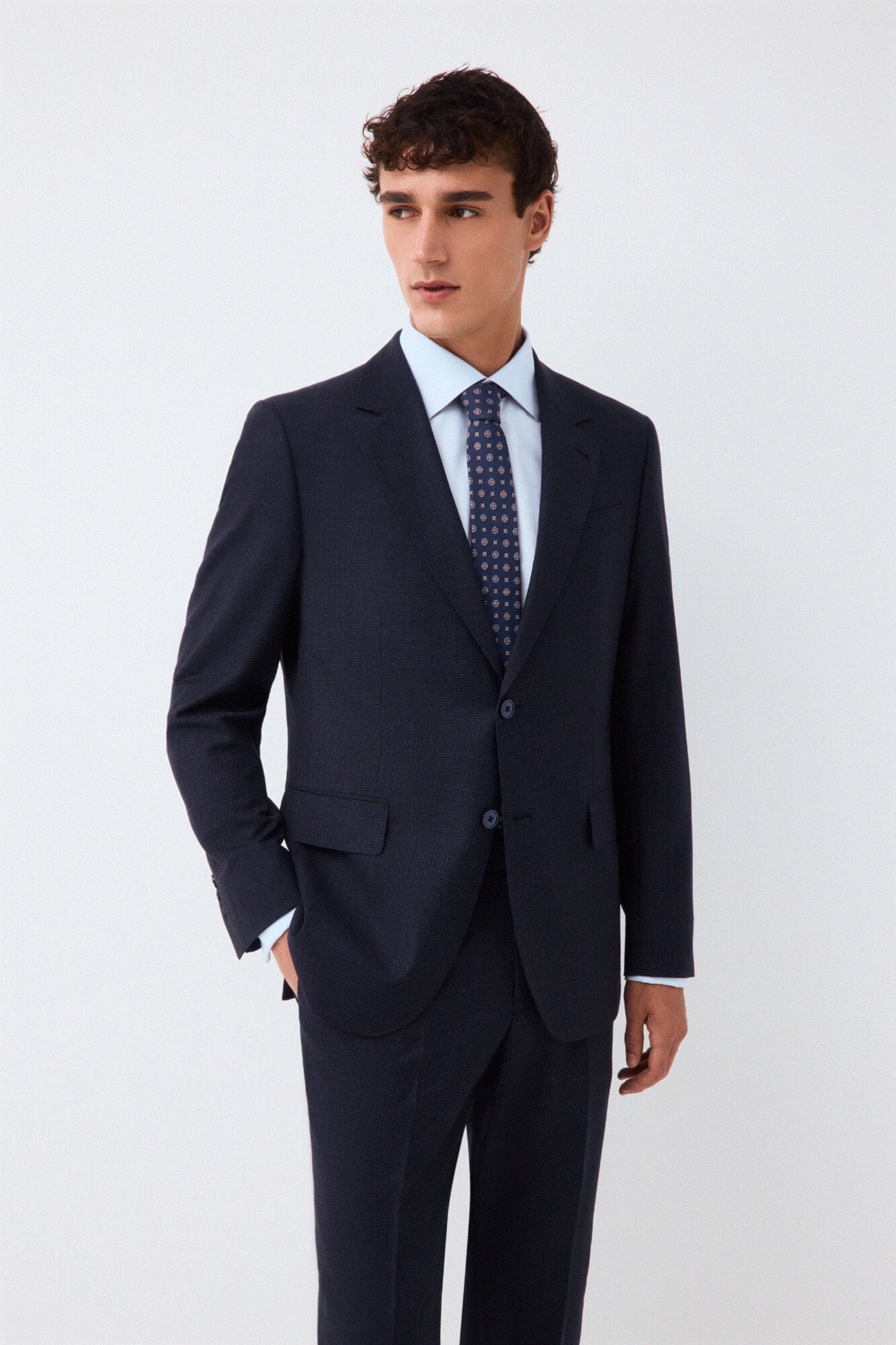 Pedro del Hierro Blue plaid slim fit suit jacket
