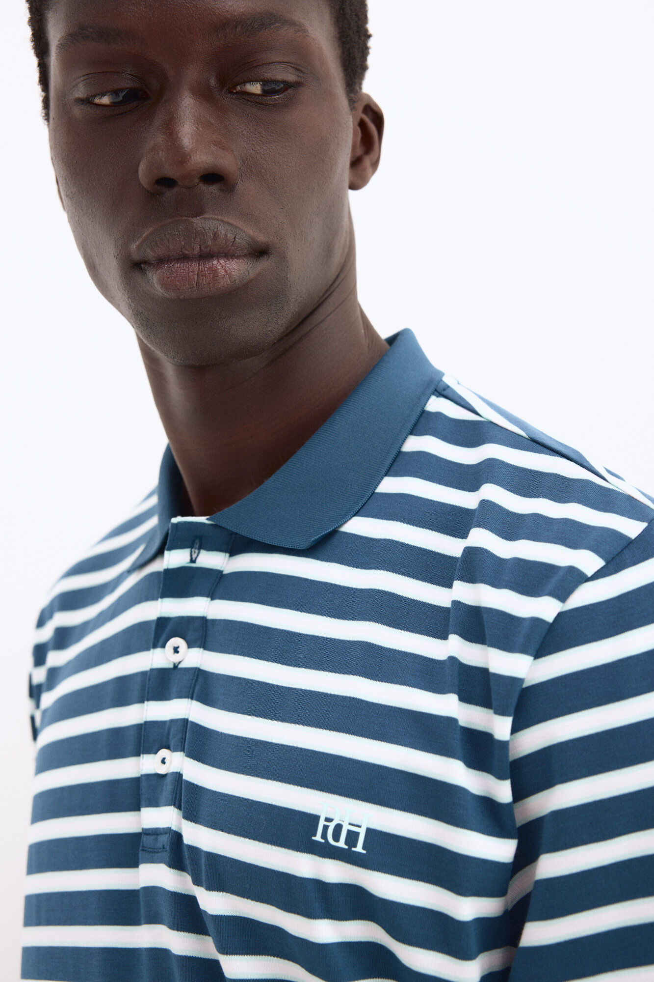 Pedro del Hierro Polo de golfe &agrave;s riscas Azul