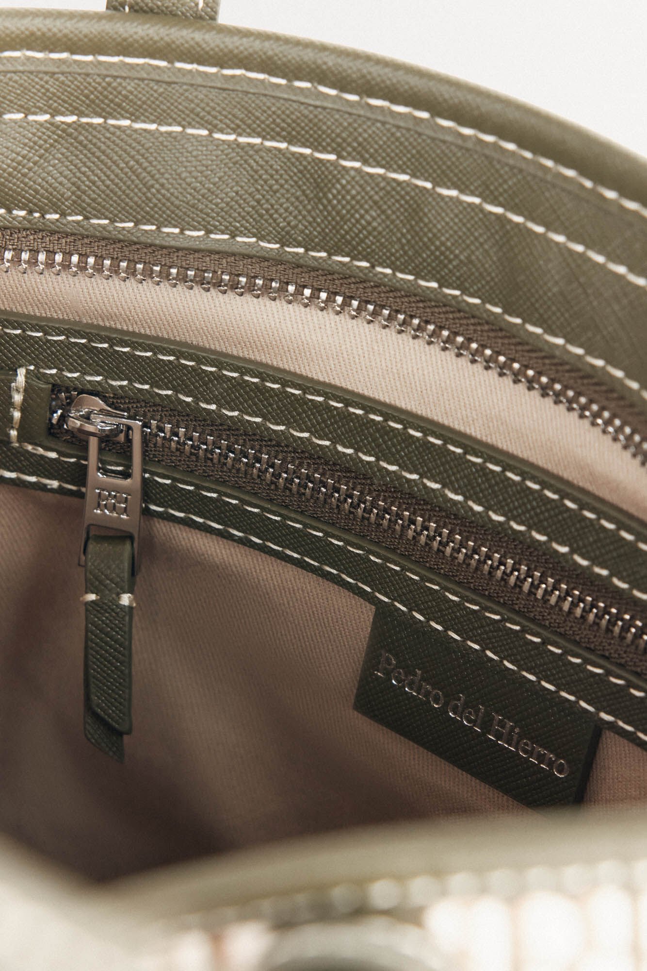 Pedro del Hierro Monogrammed mini tote crossbody bag Green