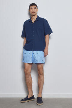 Pedro del Hierro Striped PdH logo print swim shorts Blue
