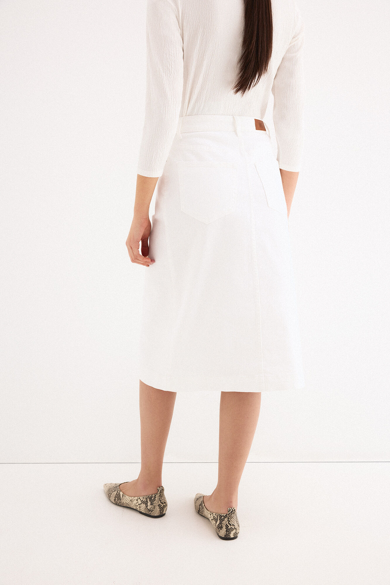 Pedro del Hierro Denim asymmetric skirt White