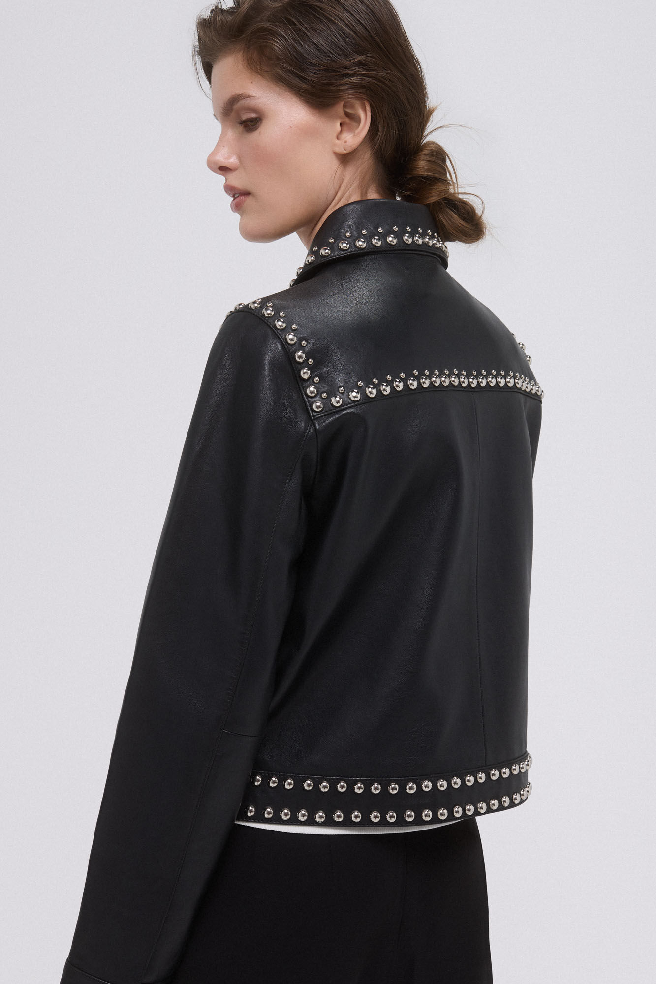 Pedro del Hierro Studded napa jacket Black