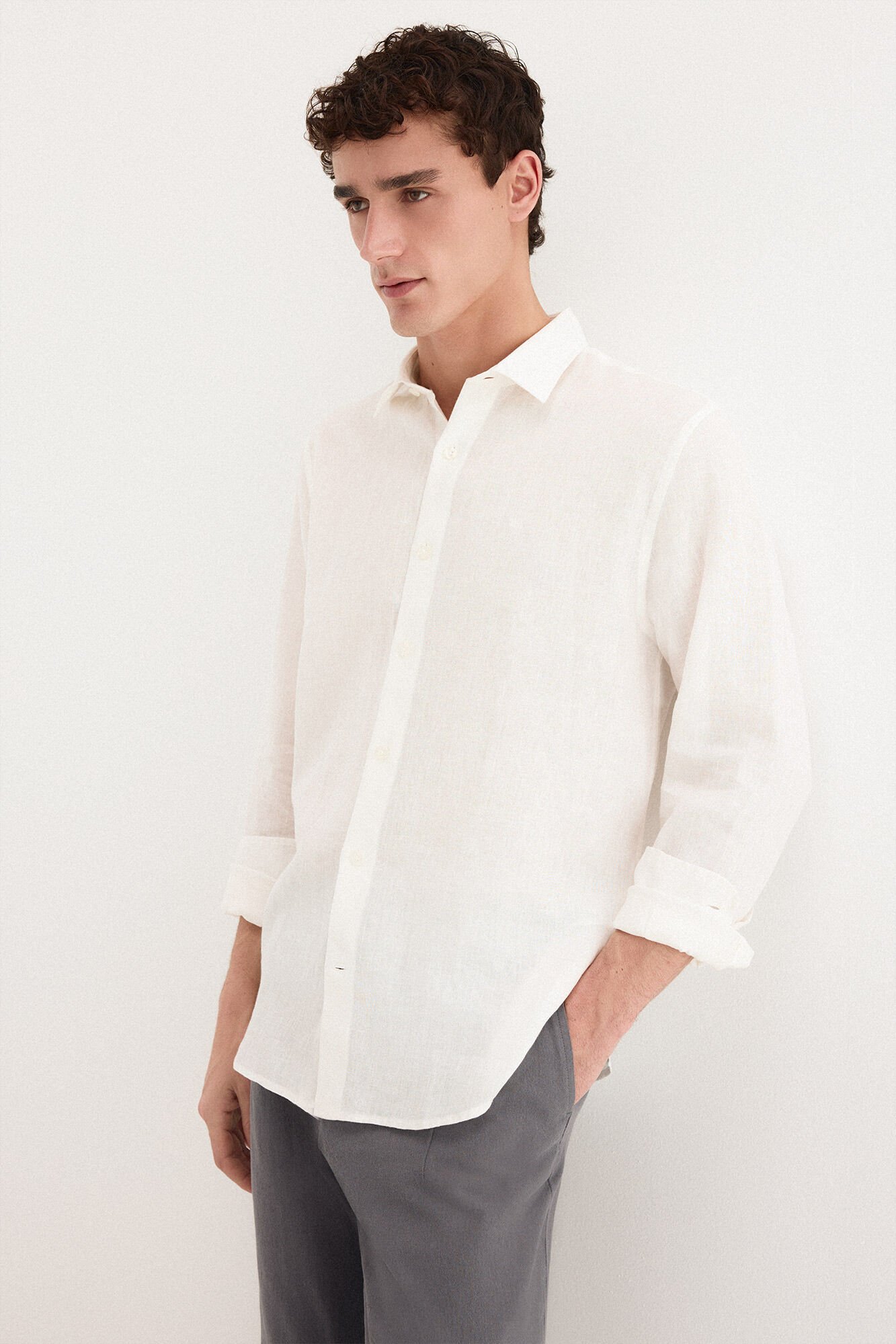 Pedro del Hierro Plain linen shirt White