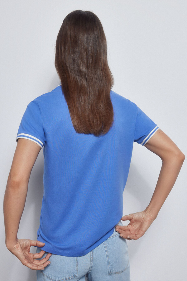 Pedro del Hierro Contrast short-sleeved polo shirt Blue