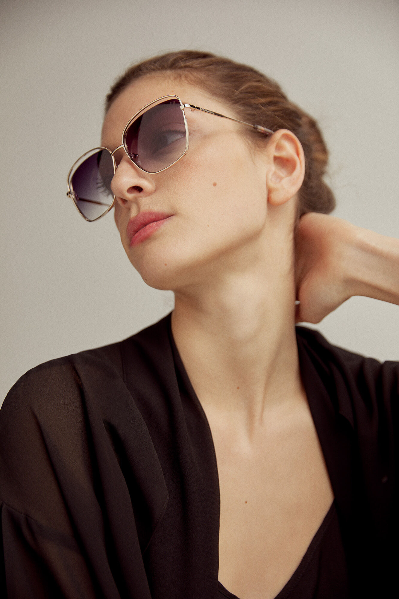 Pedro del Hierro Gold temple maxi sunglasses Yellow