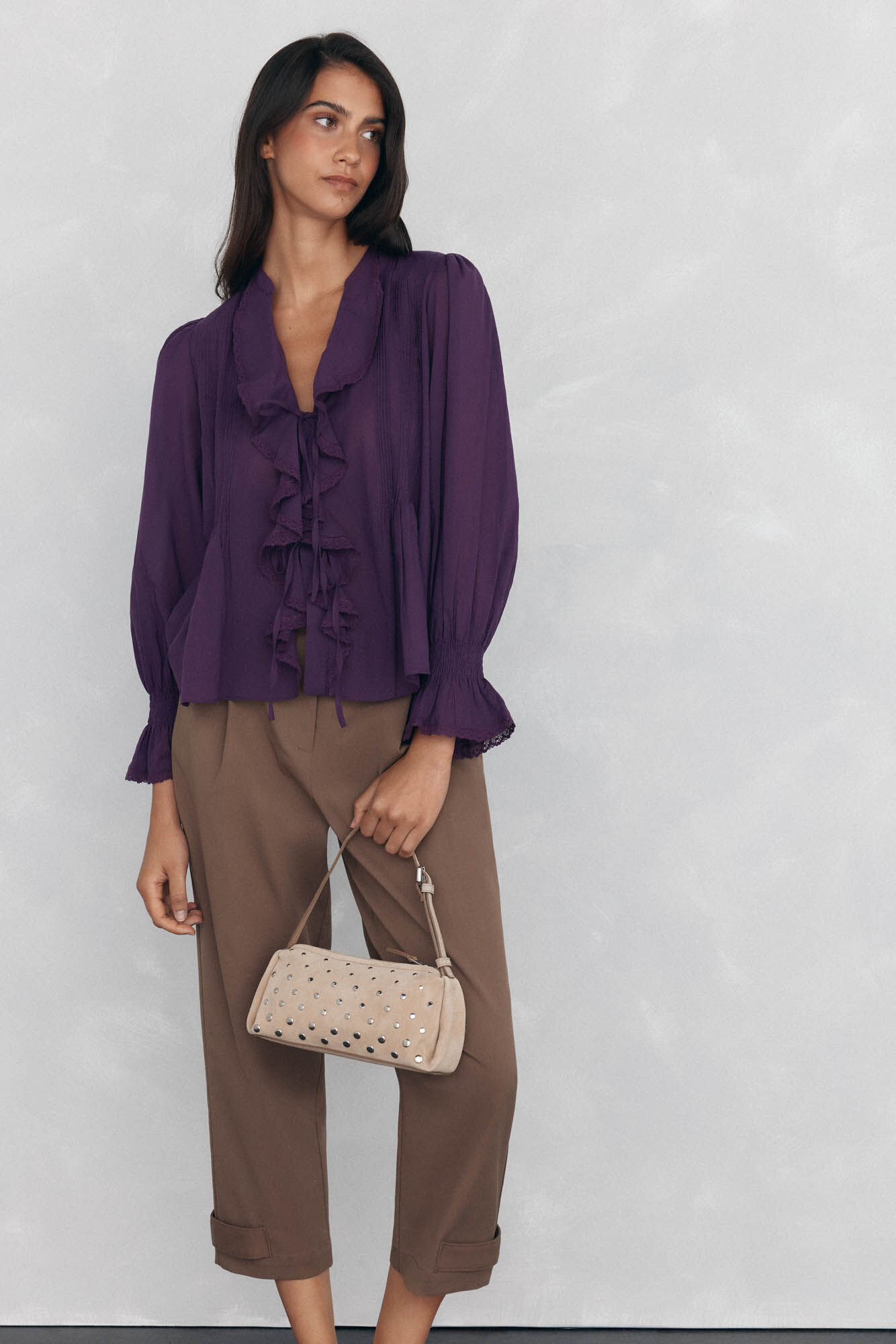 Pedro del Hierro Romantic ruffle blouse Purple