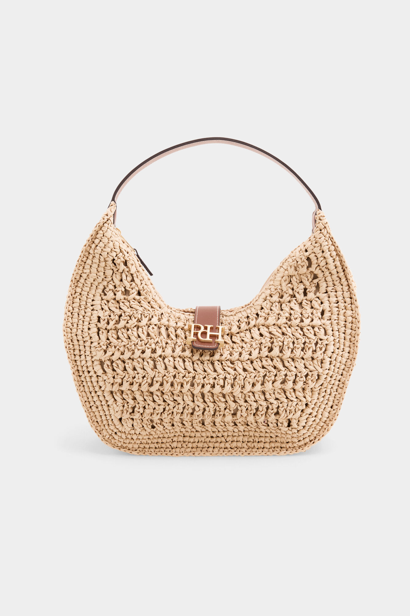 Pedro del Hierro Raffia effect logo shoulder bag