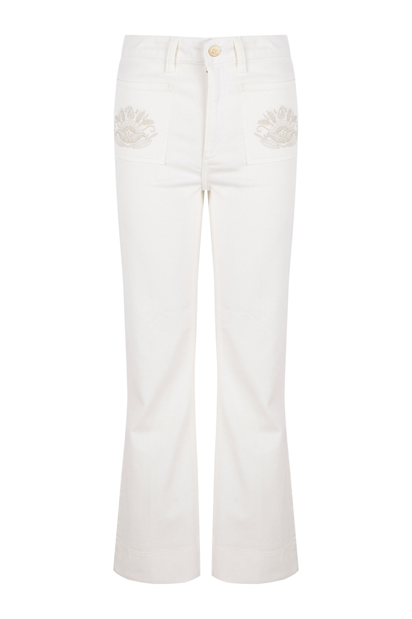 Pedro del Hierro Flare cropped jeans Ecru