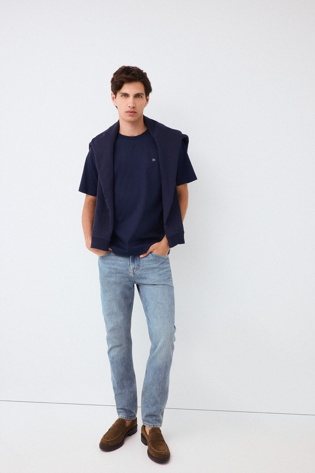 Pedro del Hierro Plain mercerized T-shirt Blue