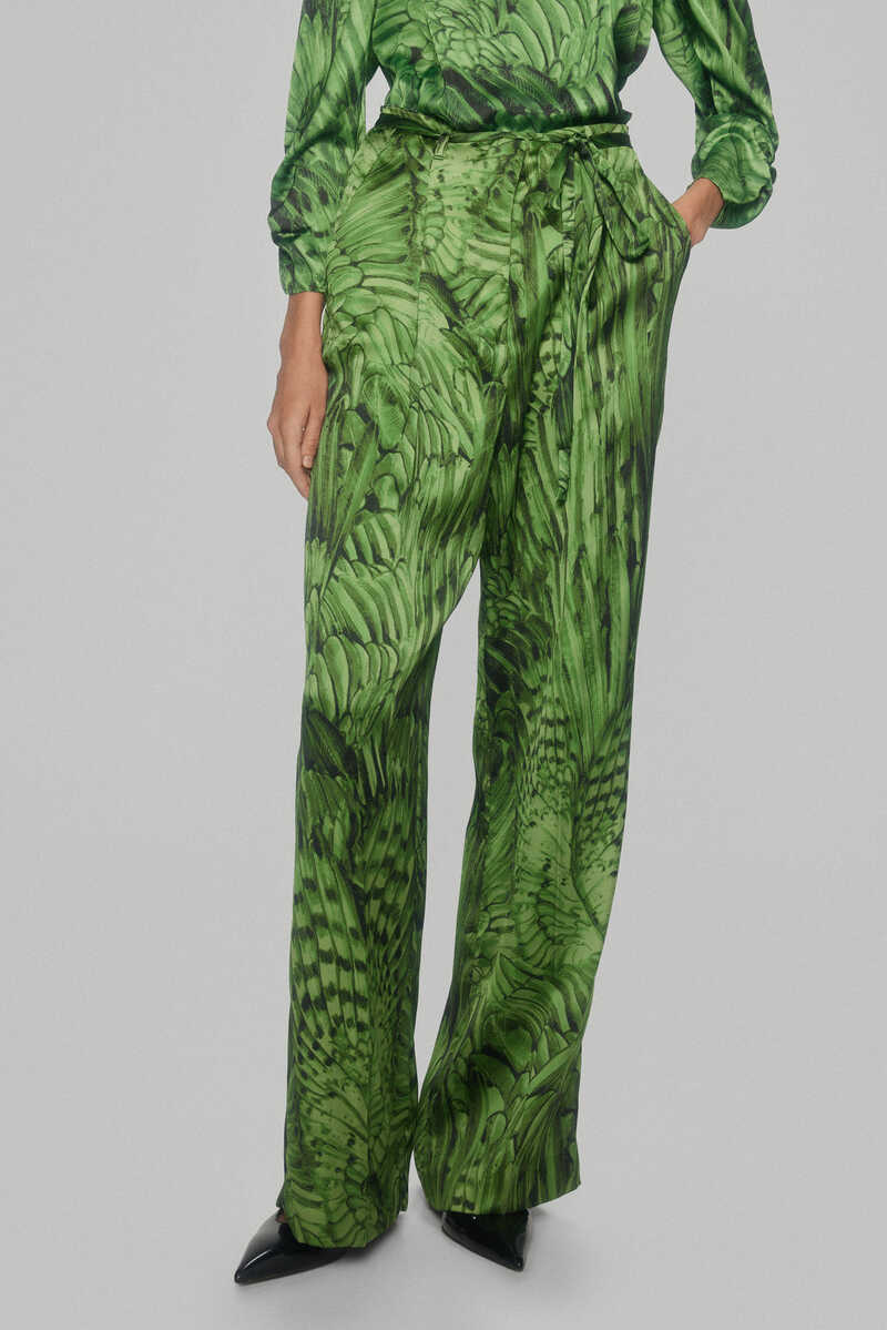 Pedro del Hierro Printed flowing trousers Green