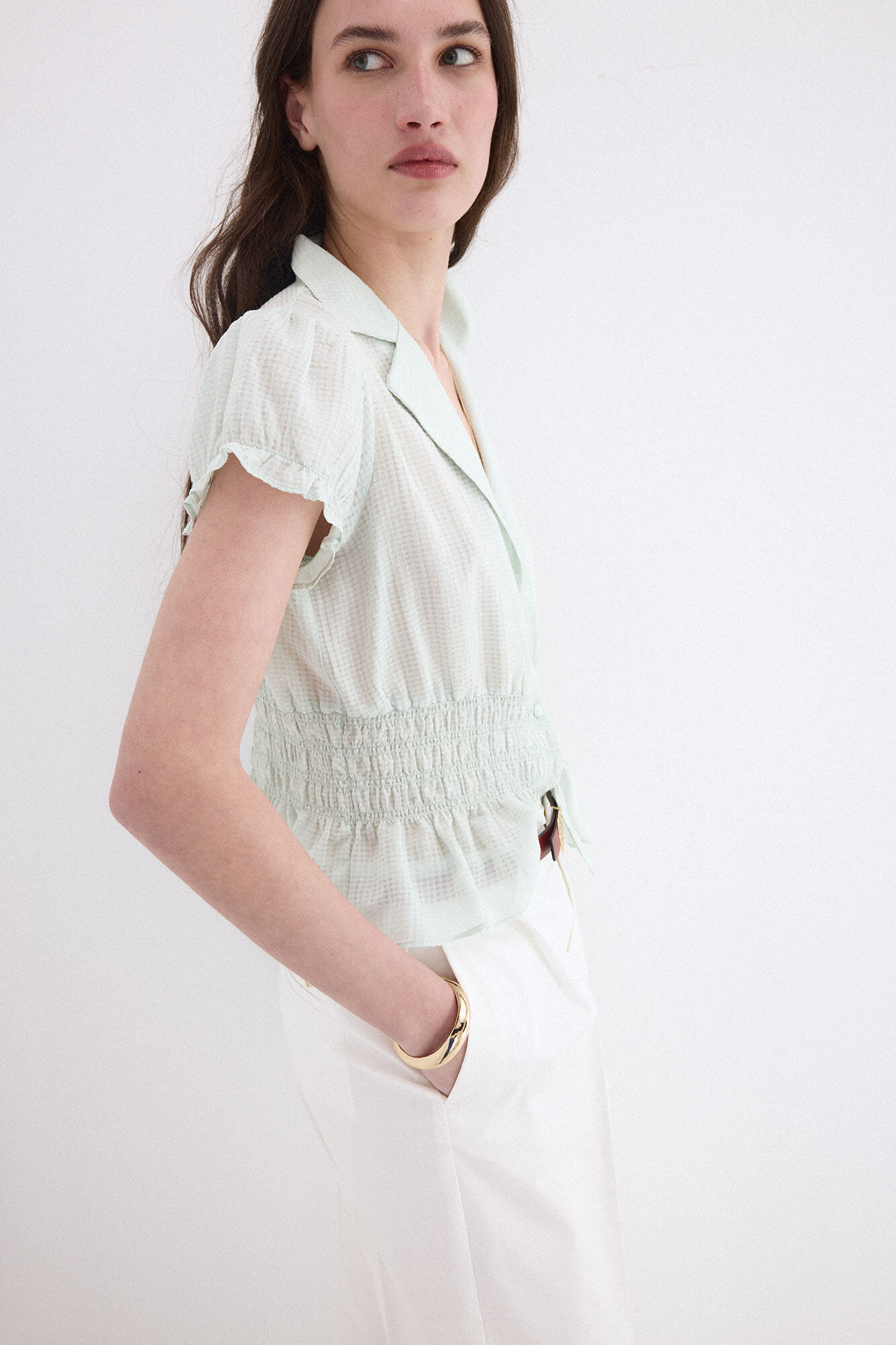 Pedro del Hierro Blusa lisa encerada Turquesa