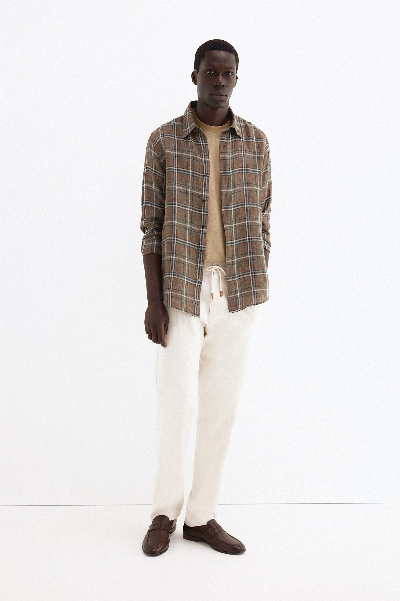 Pedro del Hierro Italian linen plaid shirt