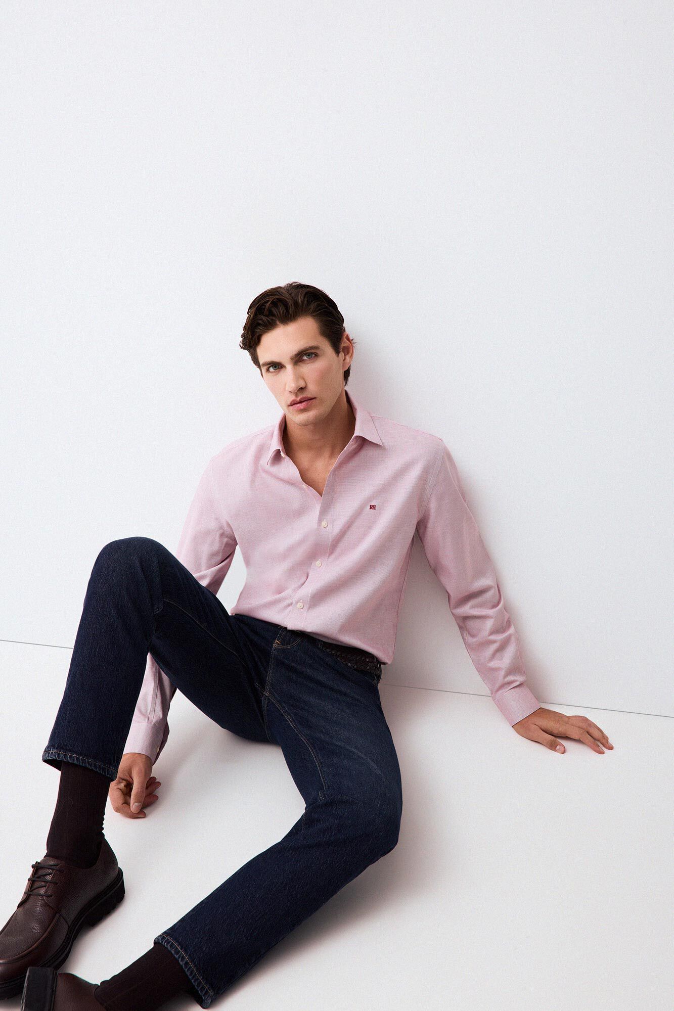 Pedro del Hierro Non-iron + anti-stain slim fit dress shirt Burgundy