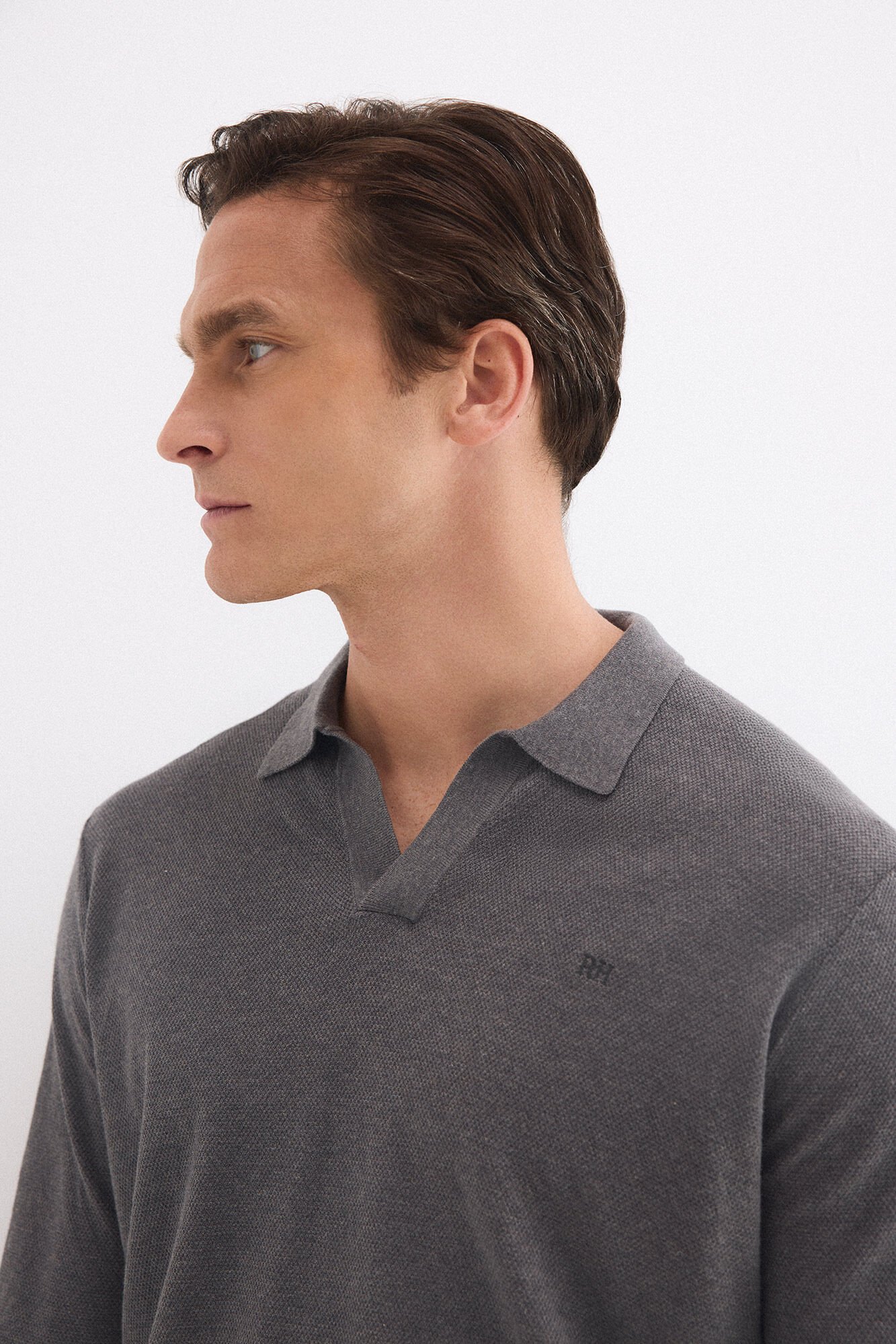 Pedro del Hierro Linen polo long sleeve jumper