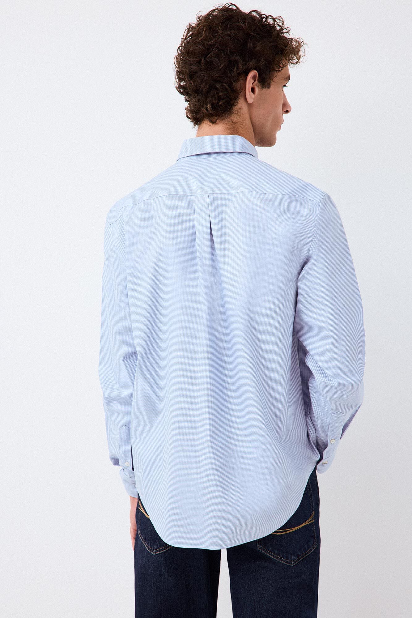 Pedro del Hierro Houndstooth micro shirt Blue