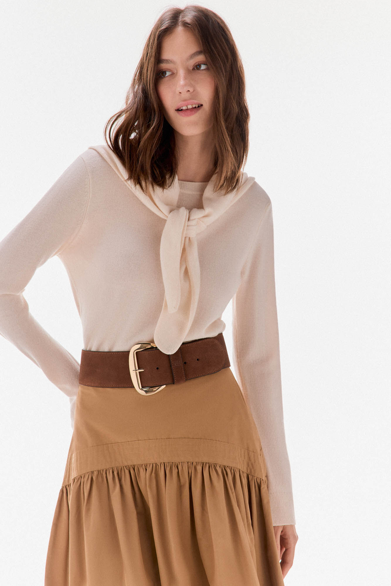 TFP by Tamara Falc&oacute; Puffed taffeta skirt Beige