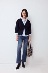 Pedro del Hierro Openwork structure puffed sleeve jacket Blue