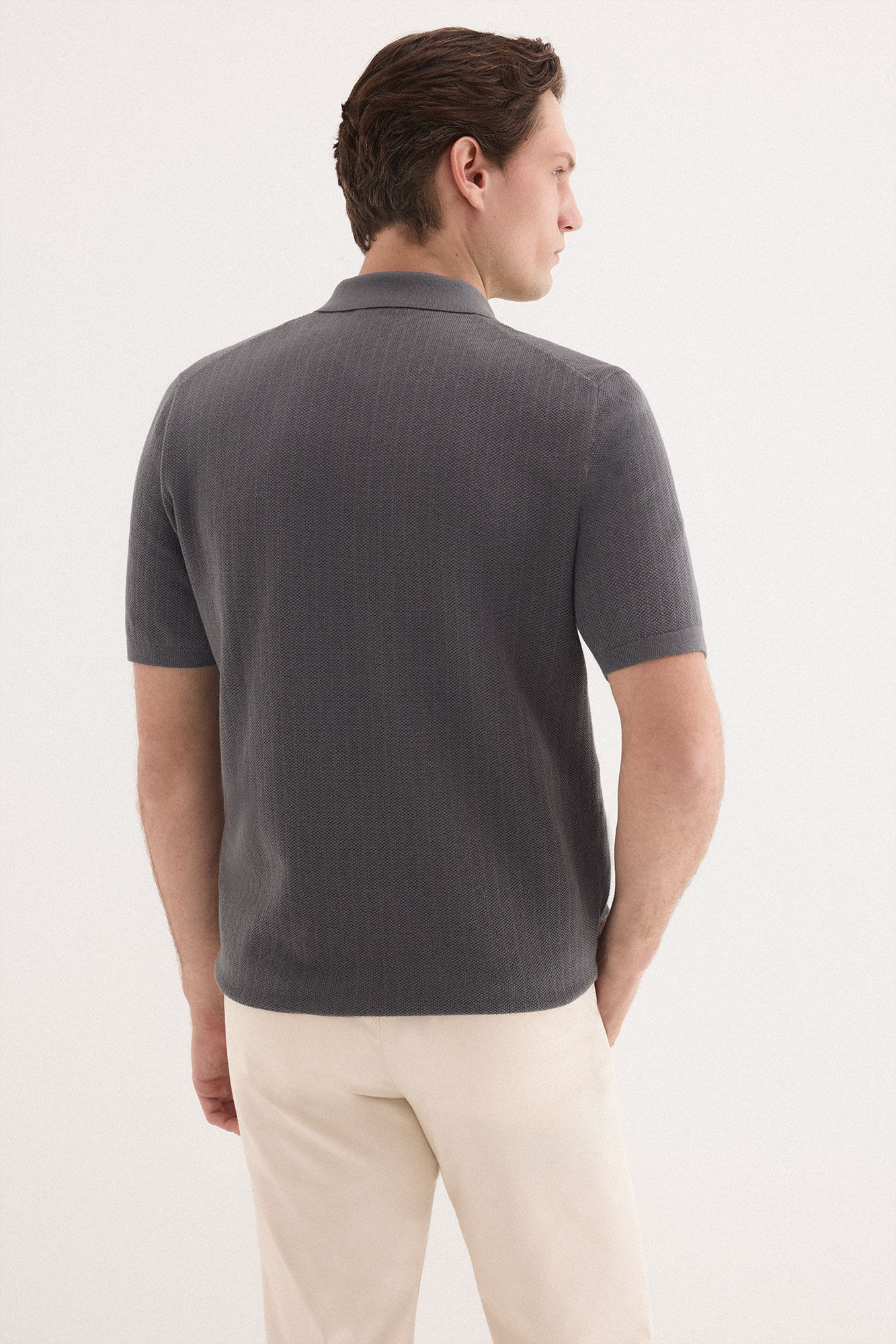 Pedro del Hierro Camisola polo premium manga curta &agrave;s riscas Cizento