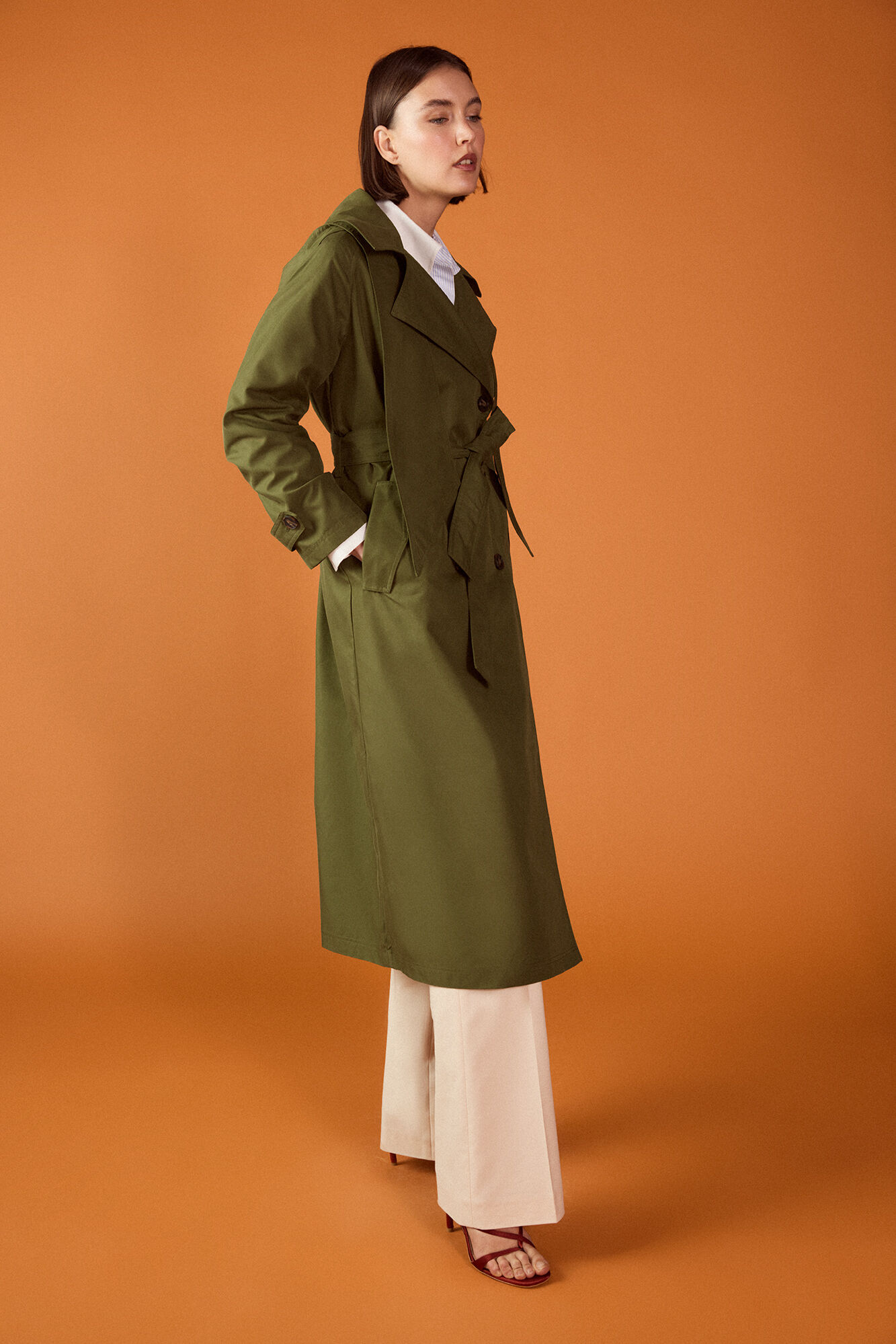 TFP by Tamara Falc&oacute; Long hooded trench coat Green