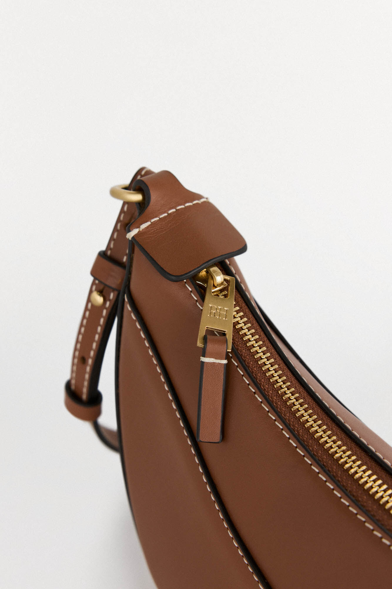 Pedro del Hierro Oval leather crossbody bag Brown