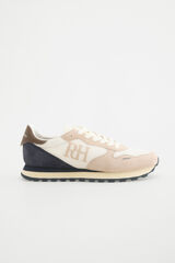 Pedro del Hierro Leather and textile sneaker Beige