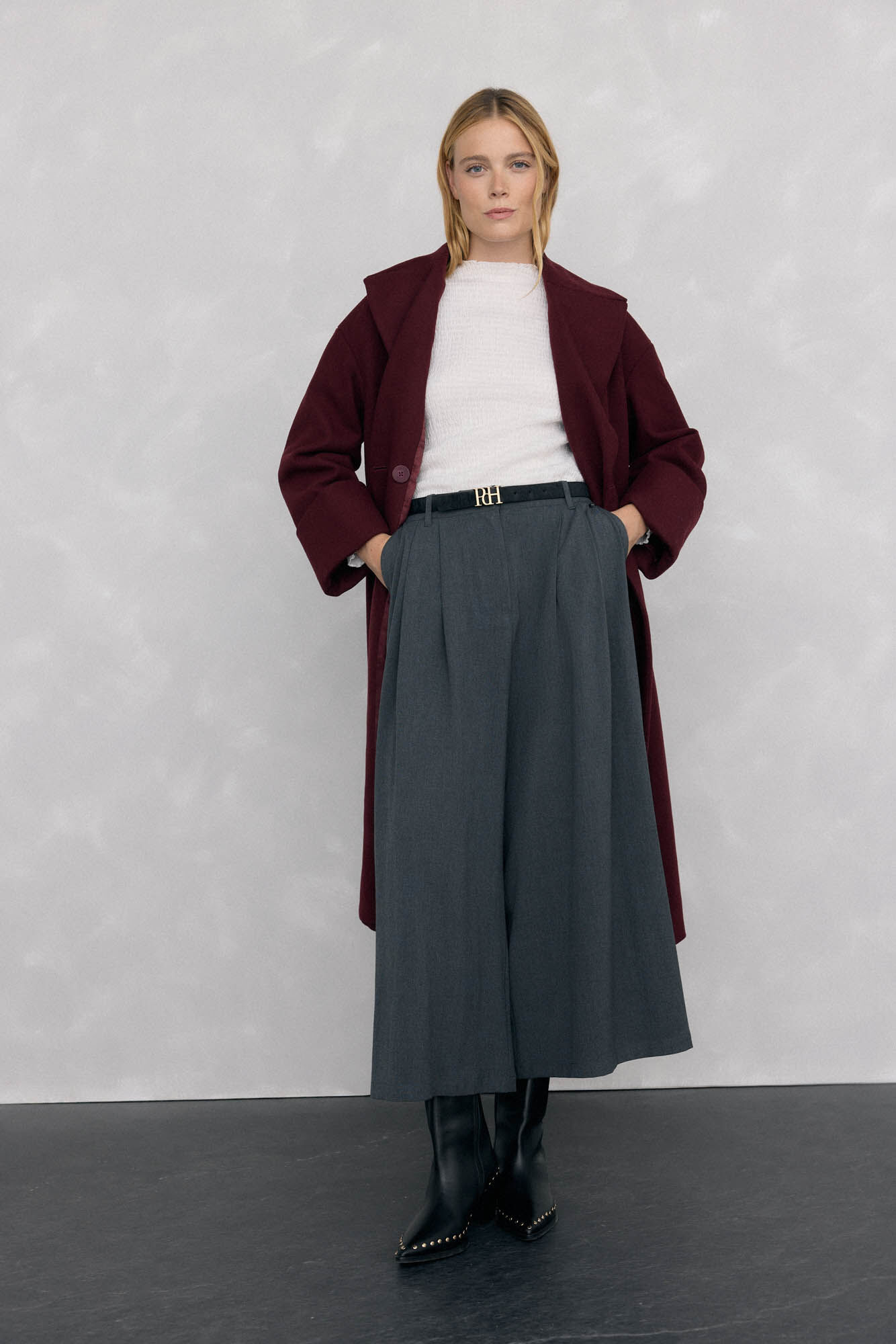 Pedro del Hierro Structured funnel neck t-shirt White