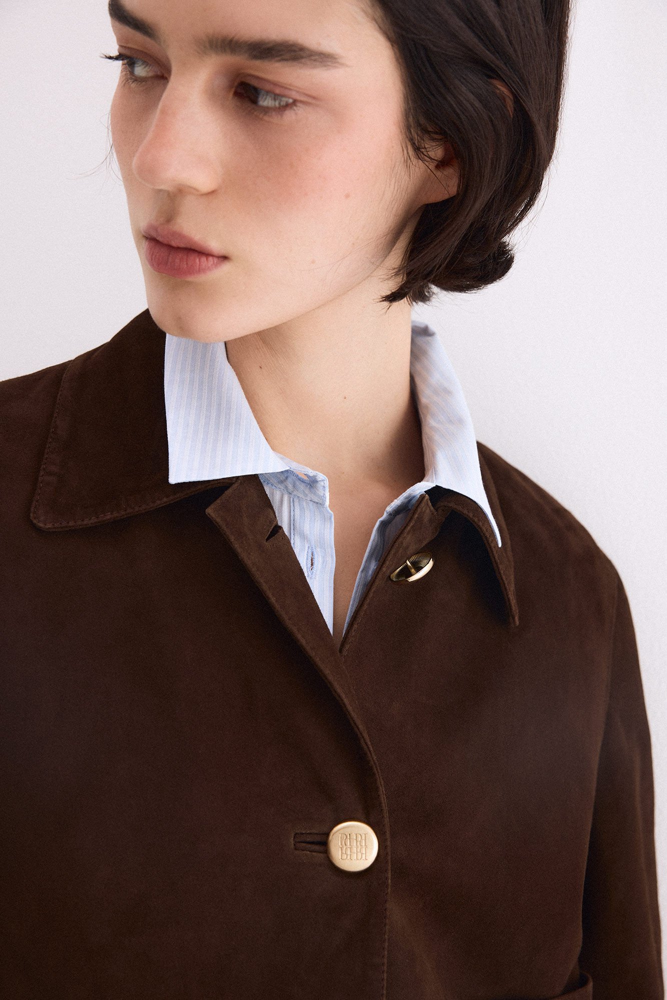 Pedro del Hierro Suede buttoned jacket Brown