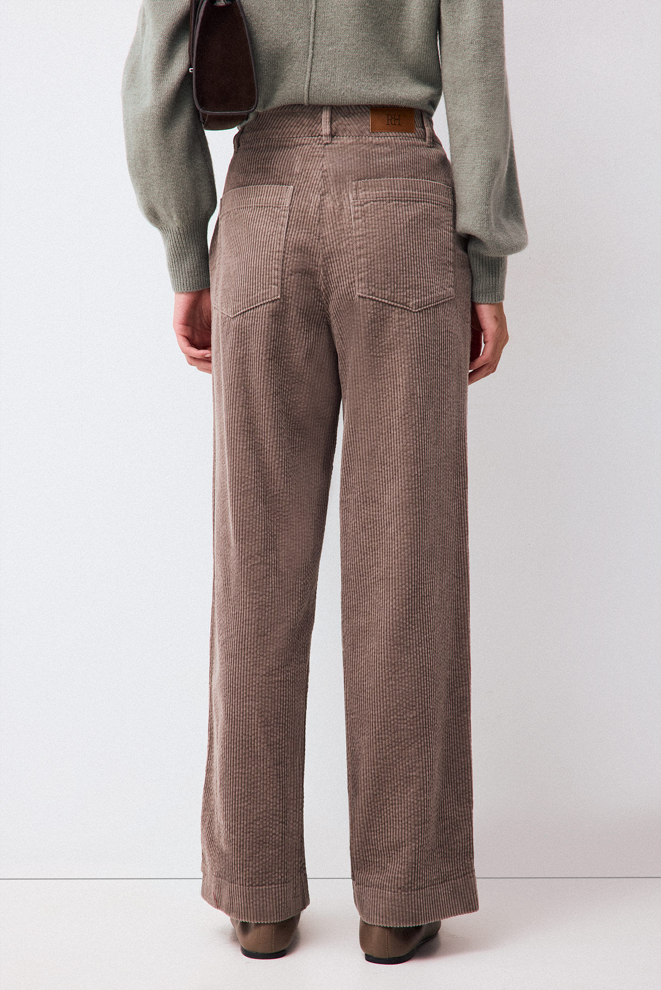 Pedro del Hierro Pantalones wide leg pana Marr&oacute;n