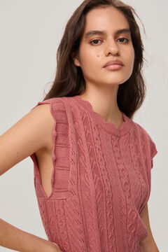 Pedro del Hierro Cable knit top with ruffled sleeves Pink