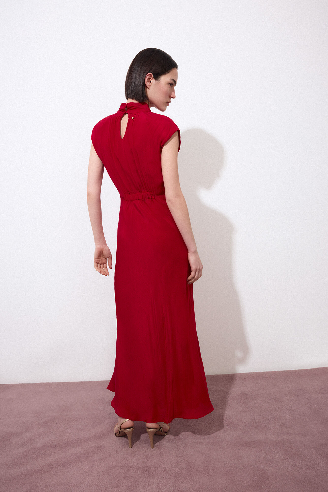 Pedro del Hierro Knot detail neckline midi dress Red