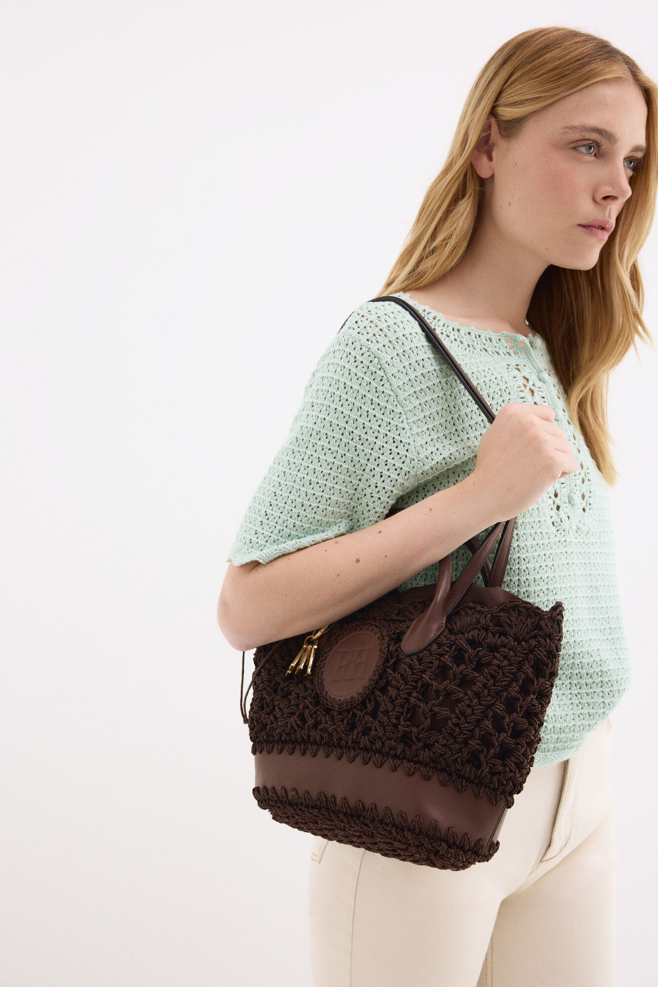 Pedro del Hierro Crochet knit top Turquoise